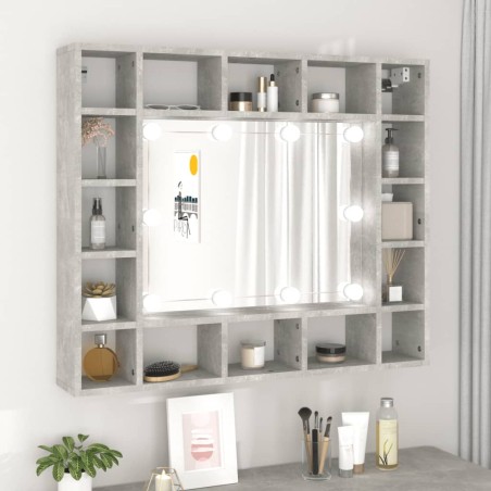 vidaXL Mueble con espejo y LED color gris hormigón 91x15x76,5 cm