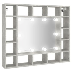 vidaXL Mueble con espejo y LED color gris hormigón 91x15x76,5 cm
