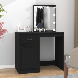 vidaXL Tocador con LED madera contrachapada negro 90x50x132,5 cm