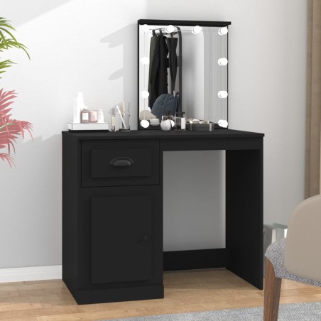 vidaXL Tocador con LED madera contrachapada negro 90x50x132,5 cm