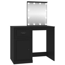 vidaXL Tocador con LED madera contrachapada negro 90x50x132,5 cm