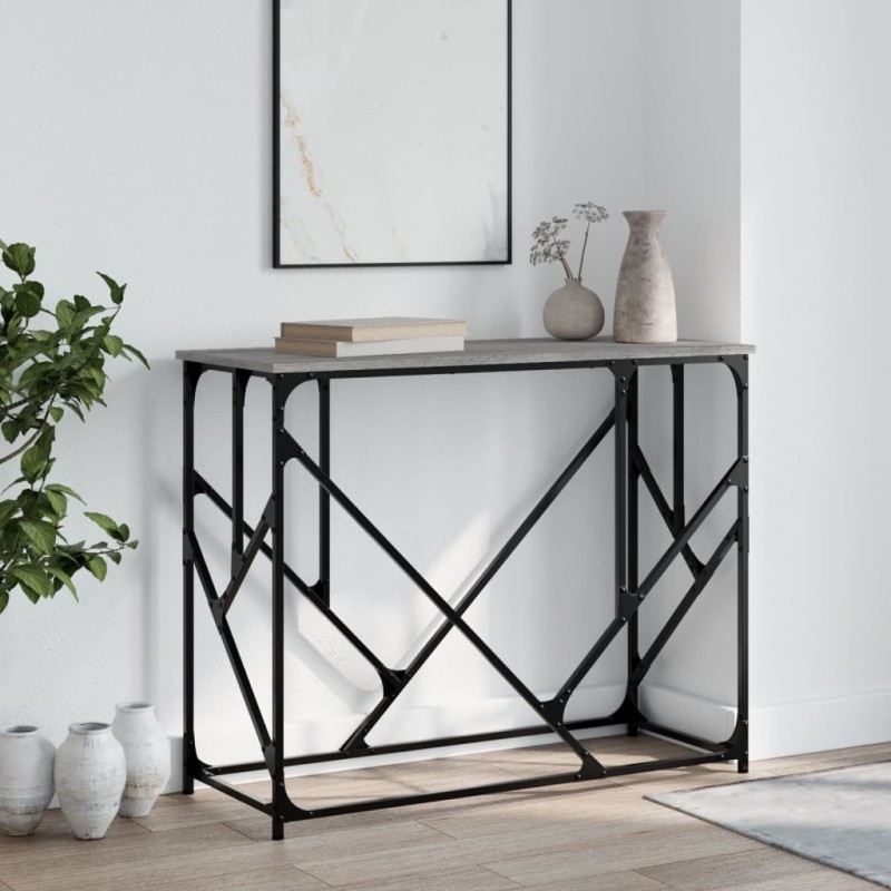 vidaXL Mesa consola madera de ingeniería gris Sonoma 100x40x80 cm