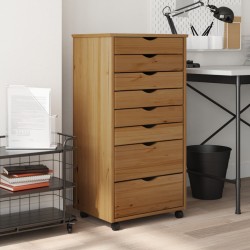 vidaXL Cajonera con ruedas MOSS madera maciza pino marrón miel