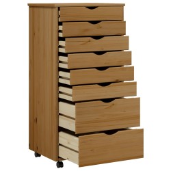 vidaXL Cajonera con ruedas MOSS madera maciza pino marrón miel