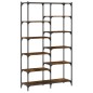 vidaXL Estantería hierro madera ingeniería roble ahumado 100x32x170 cm vidaXL Estantería hierro madera ingeniería roble ahumado 100x32x170 cm