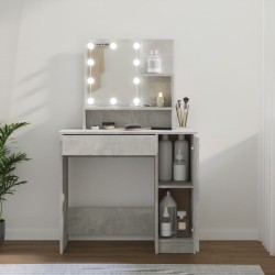 vidaXL Tocador con LED color gris hormigón 86,5x35x136 cm