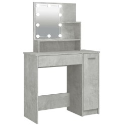 vidaXL Tocador con LED color gris hormigón 86,5x35x136 cm