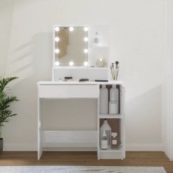 vidaXL Tocador con LED blanco brillante 86,5x35x136 cm