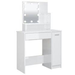 vidaXL Tocador con LED blanco brillante 86,5x35x136 cm