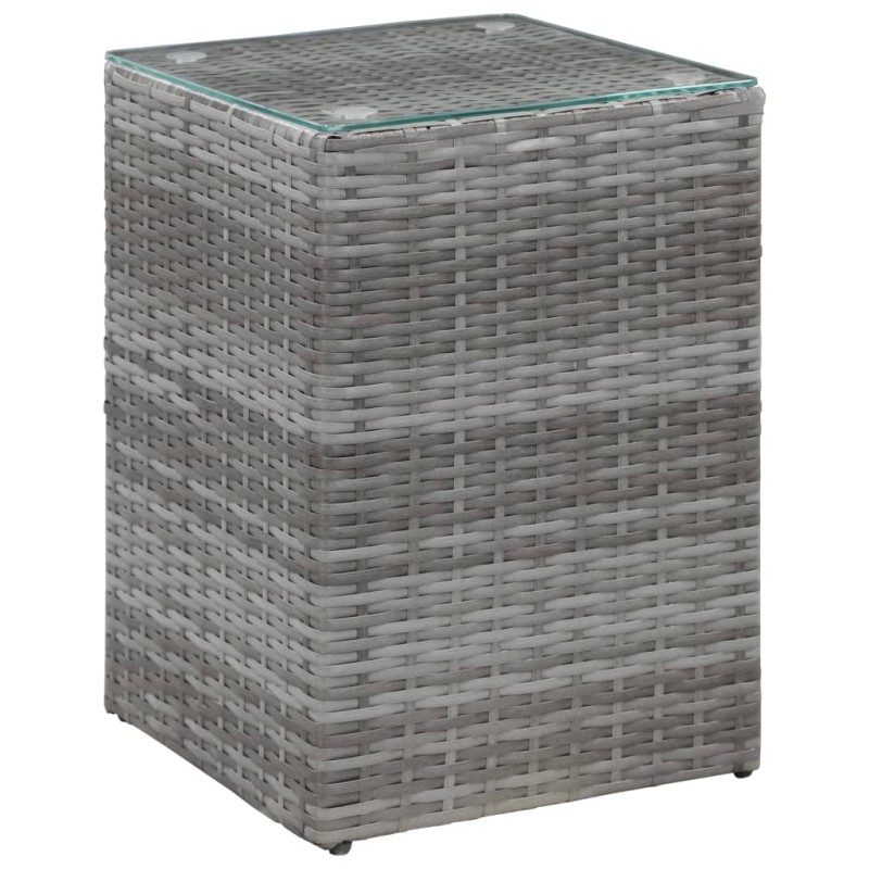 vidaXL Mesa auxiliar superficie vidrio ratán sint. gris 35x35x52 cm vidaXL Mesa auxiliar superficie vidrio ratán sint. gris 35x35x52 cm