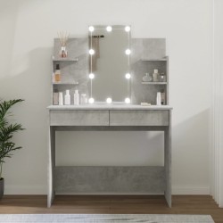 vidaXL Tocador con LED color gris hormigón 96x40x142 cm