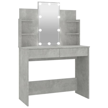 vidaXL Tocador con LED color gris hormigón 96x40x142 cm