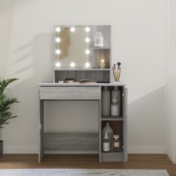 vidaXL Tocador con LED gris sonoma 86,5x35x136 cm