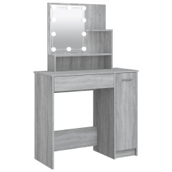 vidaXL Tocador con LED gris sonoma 86,5x35x136 cm