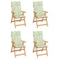 vidaXL Sillas de jardín 4 uds madera de teca cojines estampado hojas vidaXL Sillas de jardín 4 uds madera de teca cojines estampado hojas
