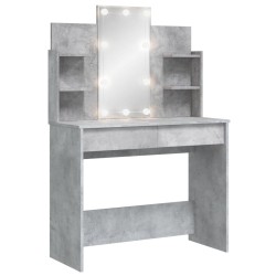 vidaXL Tocador con luces LED gris hormigón 96x40x142 cm