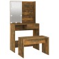 vidaXL Juego de tocador con LED madera contrachapada roble ahumado vidaXL Juego de tocador con LED madera contrachapada roble ahumado
