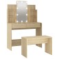 vidaXL Juego de tocador con LED madera contrachapada roble Sonoma vidaXL Juego de tocador con LED madera contrachapada roble Sonoma