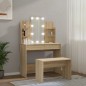 vidaXL Juego de tocador con LED madera contrachapada roble Sonoma vidaXL Juego de tocador con LED madera contrachapada roble Sonoma