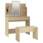 vidaXL Juego de tocador con LED madera contrachapada roble Sonoma vidaXL Juego de tocador con LED madera contrachapada roble Sonoma