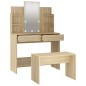 vidaXL Juego de tocador con LED madera contrachapada roble Sonoma vidaXL Juego de tocador con LED madera contrachapada roble Sonoma