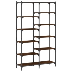 vidaXL Estantería hierro madera ingeniería marrón roble 100x32x170 cm