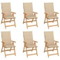 vidaXL Sillas de jardín 6 unidades madera maciza de teca cojines beige vidaXL Sillas de jardín 6 unidades madera maciza de teca cojines beige