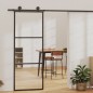 vidaXL Puerta corredera ESG vidrio y aluminio negra 76x205 cm vidaXL Puerta corredera ESG vidrio y aluminio negra 76x205 cm