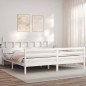 vidaXL Estructura de cama con cabecero madera maciza blanco 200x200 cm vidaXL Estructura de cama con cabecero madera maciza blanco 200x200 cm