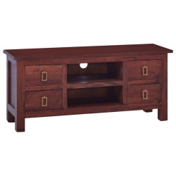 vidaXL Mueble para TV marrón clásico madera maciza caoba 100x30x45 cm