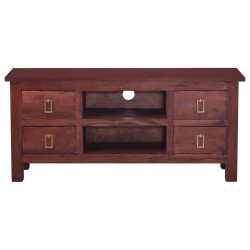 vidaXL Mueble para TV marrón clásico madera maciza caoba 100x30x45 cm