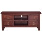 vidaXL Mueble para TV marrón clásico madera maciza caoba 100x30x45 cm