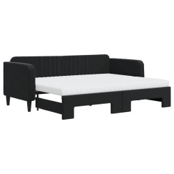 vidaXL Sofá cama nido con colchón terciopelo negro 80x200 cm