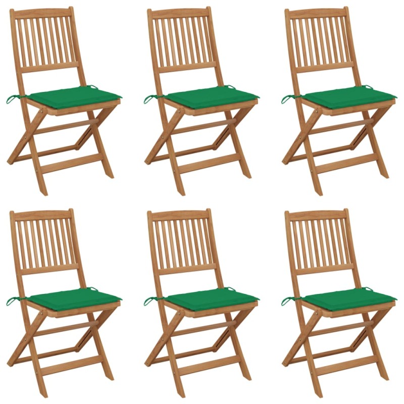 vidaXL Sillas de jardín plegables 6 uds y cojines madera maciza acacia vidaXL Sillas de jardín plegables 6 uds y cojines madera maciza acacia