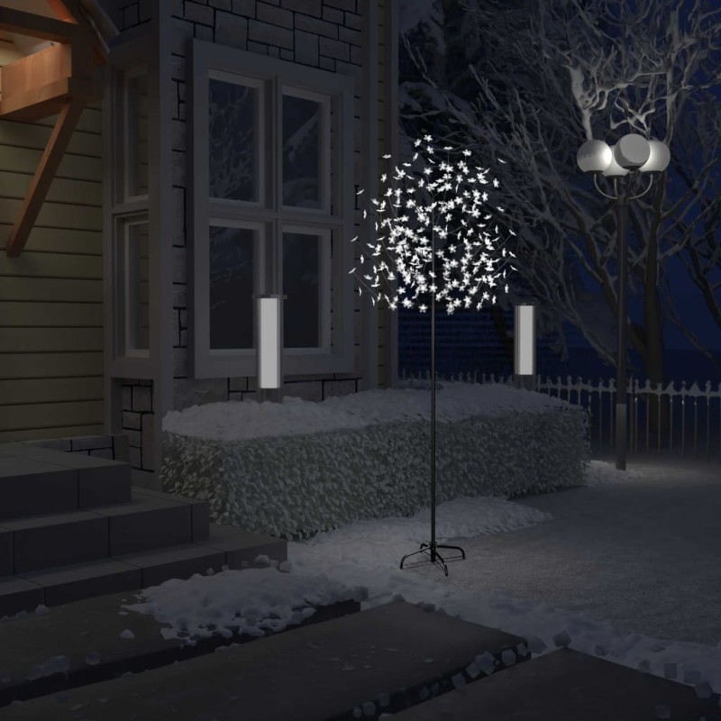 vidaXL Árbol de Navidad 220 LEDs luz blanca fría flores de cerezo 220 cm vidaXL Árbol de Navidad 220 LEDs luz blanca fría flores de cerezo 220 cm