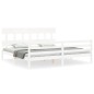 vidaXL Estructura de cama con cabecero madera maciza blanco 200x200 cm vidaXL Estructura de cama con cabecero madera maciza blanco 200x200 cm