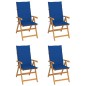 vidaXL Sillas de jardín 4 uds madera maciza de teca cojines azul klein vidaXL Sillas de jardín 4 uds madera maciza de teca cojines azul klein