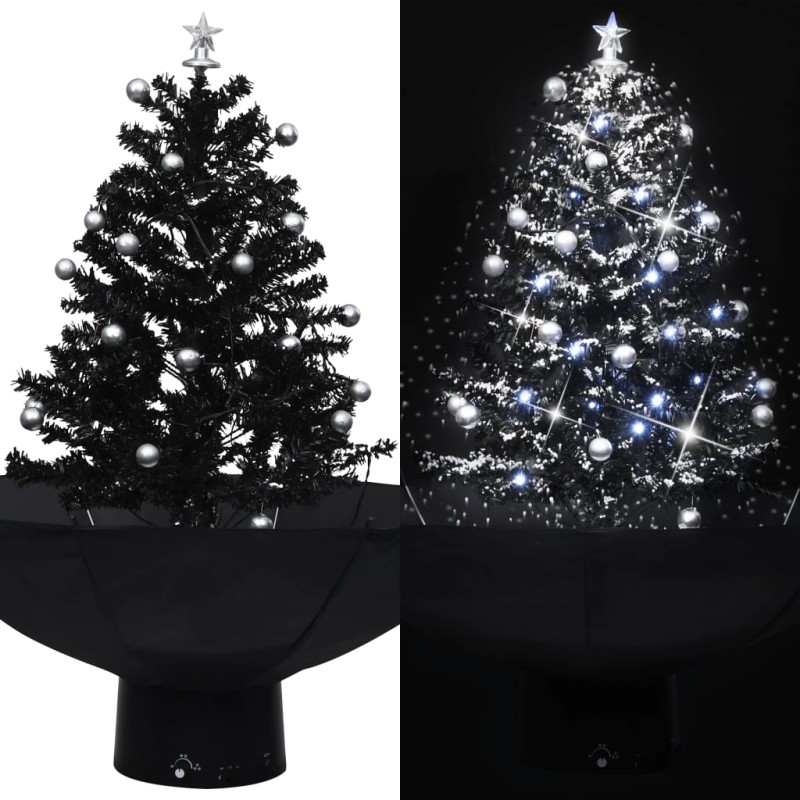 vidaXL Árbol de Navidad con nieve con base de paraguas PVC negro 75 cm vidaXL Árbol de Navidad con nieve con base de paraguas PVC negro 75 cm