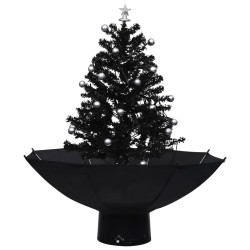 vidaXL Árbol de Navidad con nieve con base de paraguas PVC negro 75 cm