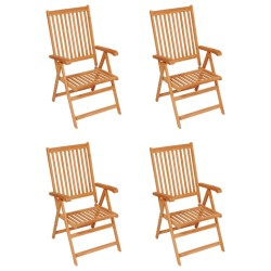 vidaXL Sillas de jardín 4 uds madera maciza de teca cojines azul klein