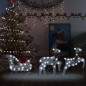 vidaXL Trineo y renos decoración de Navidad de jardín 60 LED plateado vidaXL Trineo y renos decoración de Navidad de jardín 60 LED plateado