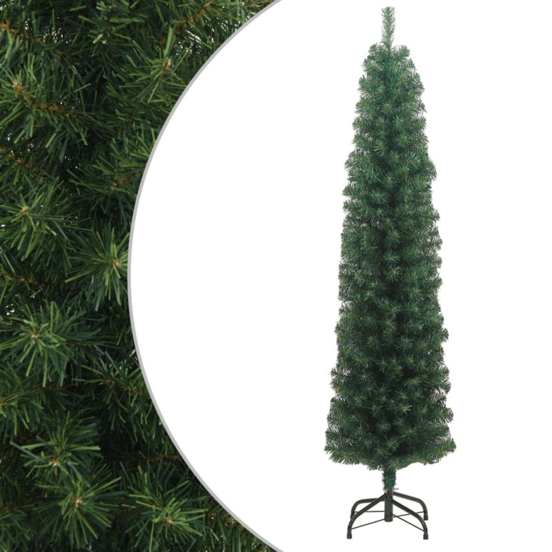 vidaXL Árbol de Navidad artificial delgado y soporte PVC verde 210 cm vidaXL Árbol de Navidad artificial delgado y soporte PVC verde 210 cm