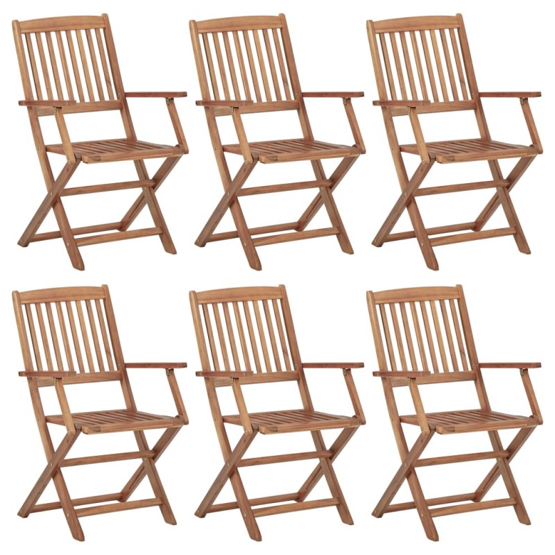 vidaXL Sillas de jardín plegables 6 uds madera maciza de acacia 