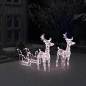 vidaXL Reno y trineo adorno navideño 160 LEDs acrílico 130 cm vidaXL Reno y trineo adorno navideño 160 LEDs acrílico 130 cm