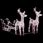 vidaXL Reno y trineo adorno navideño 160 LEDs acrílico 130 cm vidaXL Reno y trineo adorno navideño 160 LEDs acrílico 130 cm