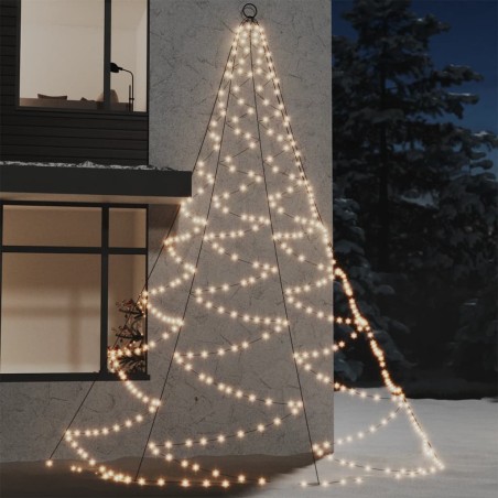 vidaXL Árbol de pared con gancho metálico 720 LED blanco cálido 5 m 