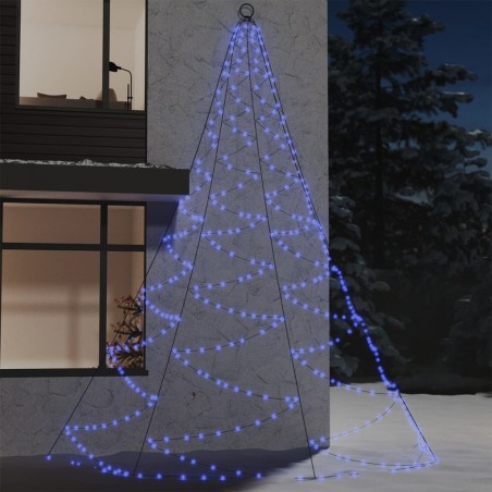 vidaXL Árbol de pared con gancho metálico 720 LED azul 5 m 