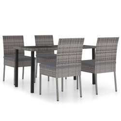 vidaXL Juego de comedor para jardín 5 piezas ratán sintético gris