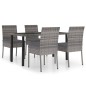 vidaXL Juego de comedor para jardín 5 piezas ratán sintético gris vidaXL Juego de comedor para jardín 5 piezas ratán sintético gris