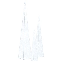 vidaXL Set cono luz LED decorativo acrílico blanco frío 30/45/60cm